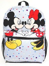 Disney Mickey Minnie Mouse Print Large 16" School Backpack Travel Bag Book Tote