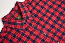 Scott Barber Red/Dark Blue Checked Point Collar Casual Button Up Shirt Size: L