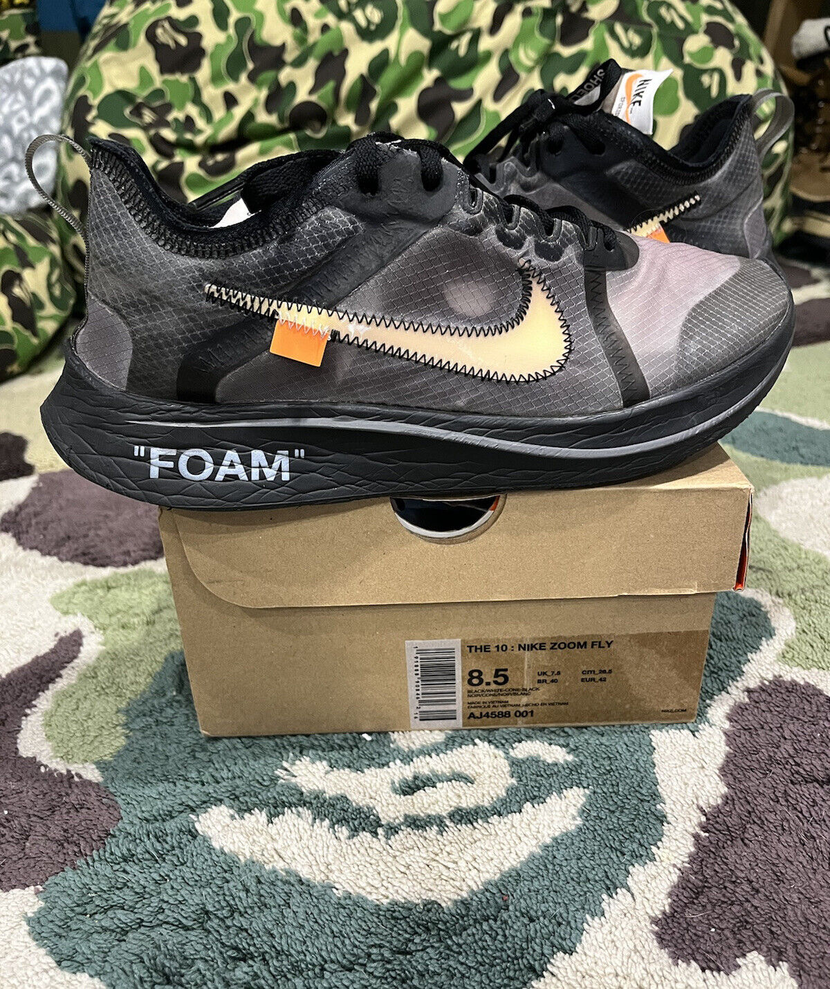 cerveza negra alumno Preludio 2018 Nike Zoom Fly SP x OFF WHITE Black (AJ4588-001) 8.5 Virgil Abloh Air  Force | eBay