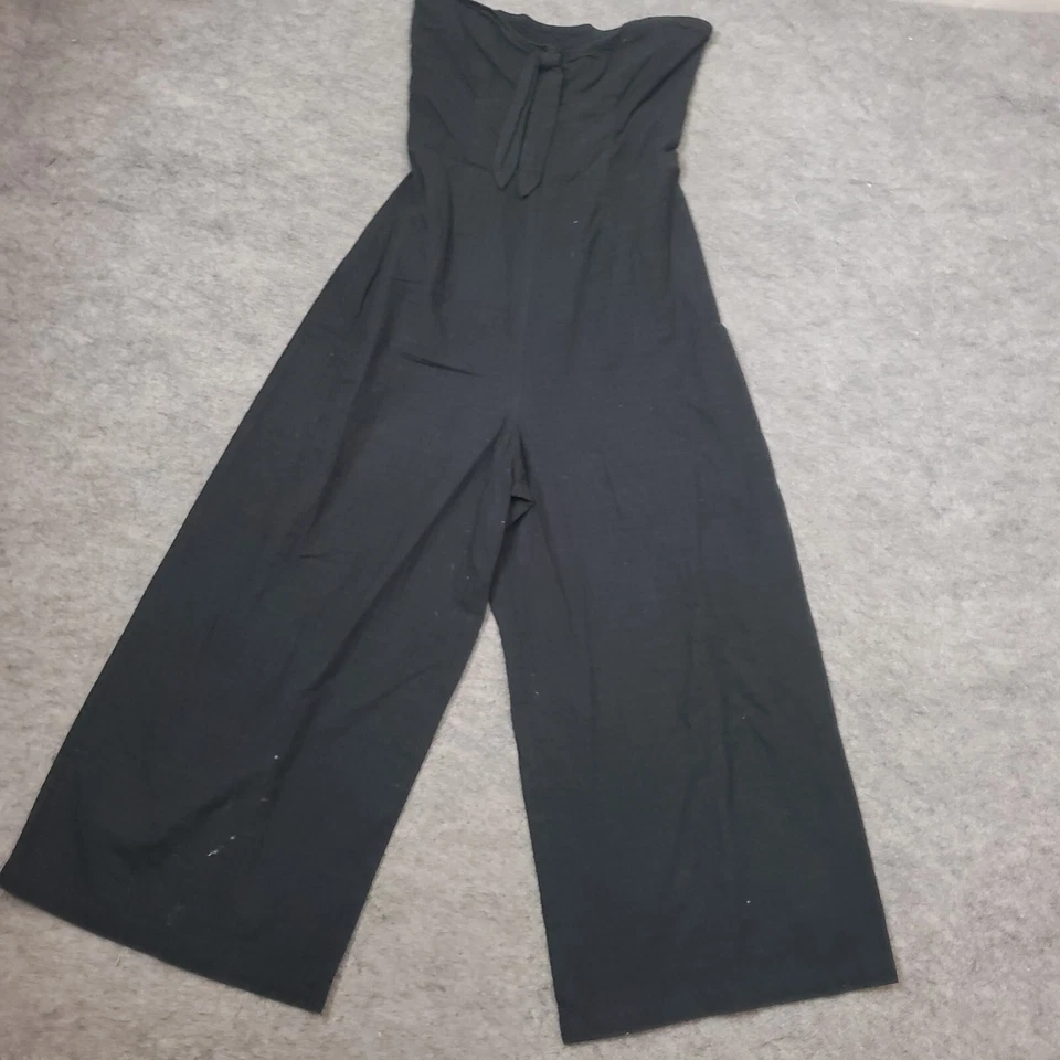 Mono MinkPink para mujer S pequeño negro sin tirantes sin mangas pierna ancha una pieza Foto 2 de 4