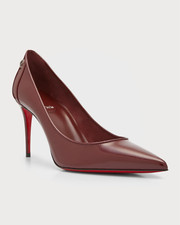 100% AUTH NEW WOMEN LOUBOUTIN SPORTY KATE PATENT BORDEAUX RED 85 PUMP/HEELS US 9