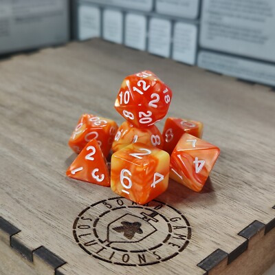 Orange Gelb Zweifarbig Würfel Set, Polyhedrisch 7 Würfel Set für RPG D&D Tabletop Spiel