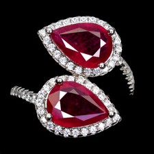 925 Sterling Silver Ring Pear Ruby 9x7mm Simulated Cz Gemstone Jewelry