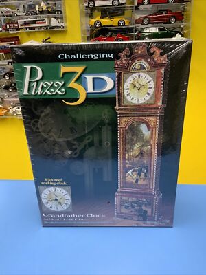 PUZZ 3D GRANDFATHER CLOCK W/REAL WORKING CLOCK ALMOST 3 FT TALL