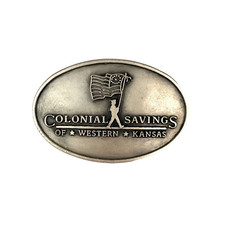 Vintage Colonial Savings of Western Kansas Metal Oval Belt Buckle