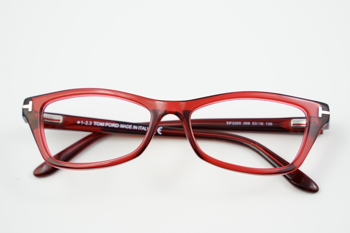Tom Ford TF 5265 068 Translucent Red Eyeglasses Frames 53-16 Tom Ford TF 5265 068 Translucent Red Eyeglasses Frames 53-16