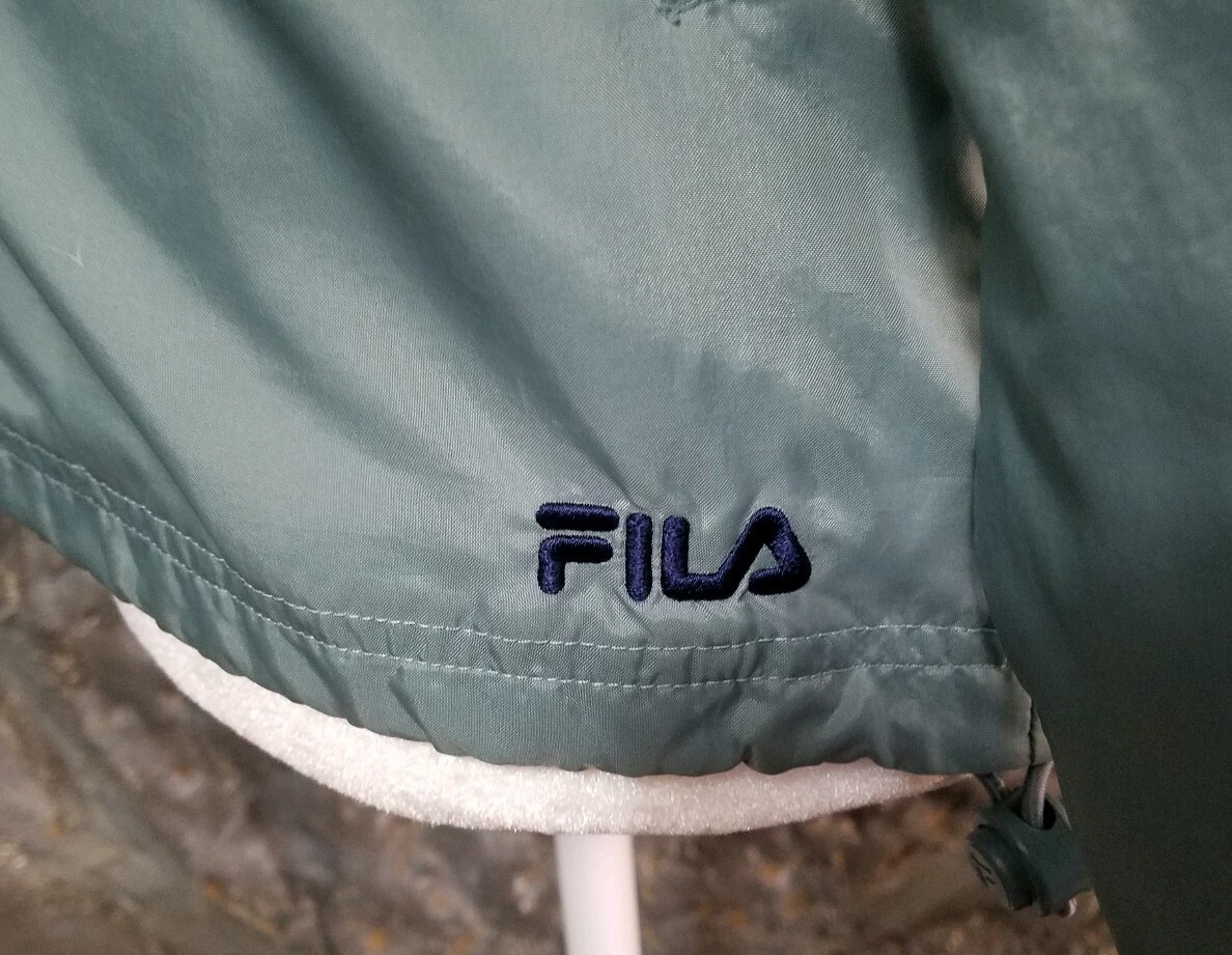 Giacca a vento Fila donna PICCOLA grigio blu abbigliamento attivo sport corsa