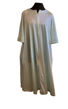 Vanity Fair Mint Green Nylon 3/4 Zip Vintage Robe Housecoat 2 Pockets Sz M