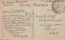 WWI Soldiers Mail Harry Kemmers Army Military AEF 28th Division Vtg Postcard H33
