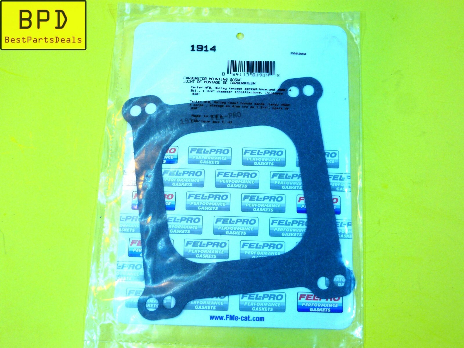 Spacer 1/2" Thick Square Bore Open Fiber Laminate Wood + FELPRO