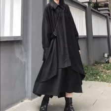 Women loose Irregular Gothic long sleeved shirt Japanese simplicity style
