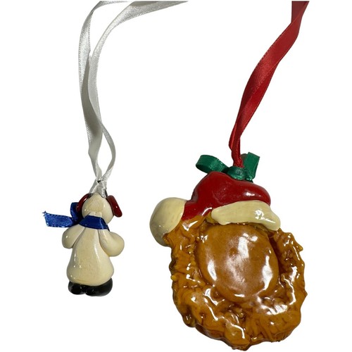 Spaghetti Rice Dough Christmas Ornaments/Necklace Handmade Snowman Santa - Picture 5 of 10