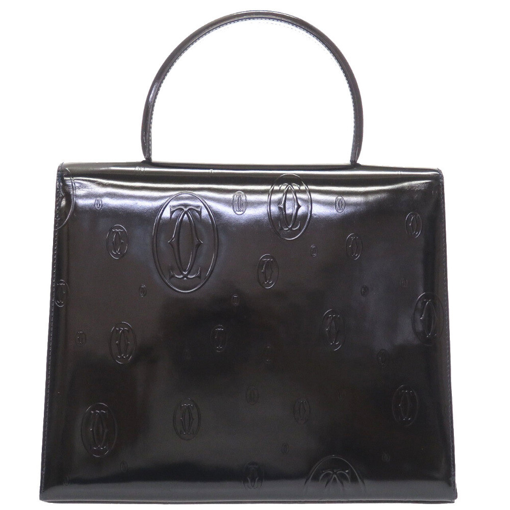 AUTHENTIC CARTIER happy Birthday Hand Bag Black Navy Patent AUTHENTIC CARTIER happy Birthday Hand Bag Black Navy Patent