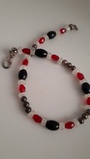 Sterling silver Bead Black & red Stone Bracel...