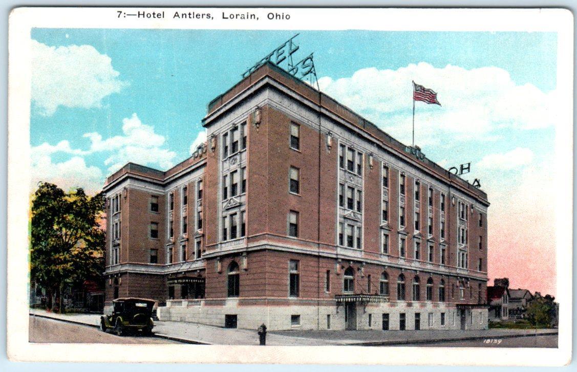 LORAIN, Ohio OH Roadside HOTEL ANTLERS ca 1920s Postcard eBay