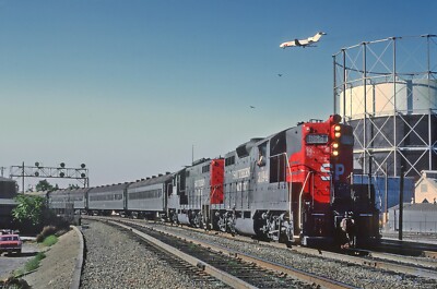 SP 3194 with Train 122 eastbound commute arriving at San Jose, CA in July 1979
