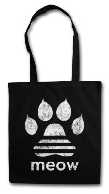 MEOW STOFFTASCHE Miau Paw Cat Cats Love Sign Symbol Katze Katzen Pfote Tatze