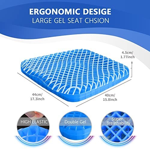 WonderGel Extreme Gel Seat Cushion Comfort Soft Cool Car Chair Office