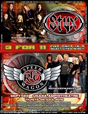 STYX / REO SPEEDWAGON 2011 SALT LAKE CONCERT TOUR POSTER -Illinois Music Legends