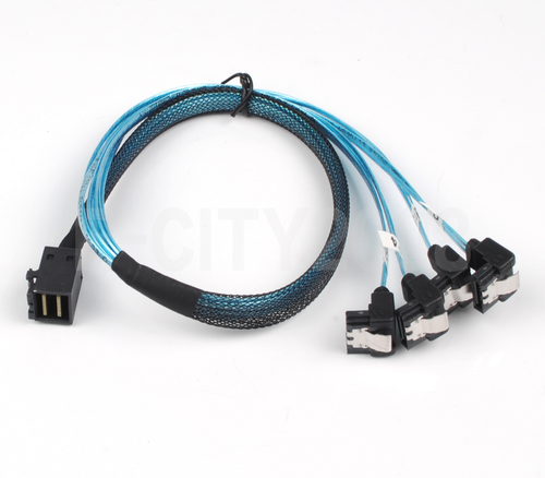 Mini SAS SFF-8643 Internal Host to Angled 4 SATA Target Hard Disk Cable SAS - Picture 4 of 7