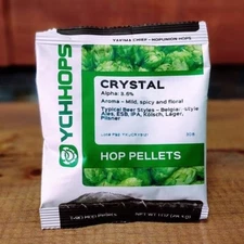 HOPS CRYSTAL 1oz YCH PELLET HOPS NITRO FACTORY PACK FOR HOME BREWING CRAFT BEER