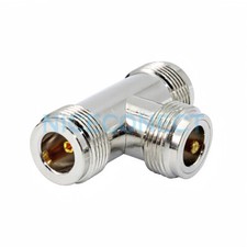 N Female to 2x N Female Jack 3 Way T Type Adapter Coaxial Connector N Type Brass