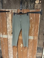 Uniqlo Chino Trousers Green Stretch Pockets Belt Loops Zip Men's W33in-36in