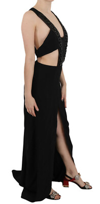 JOHN RICHMOND Dress Black Crystal Leather Gown Flare IT40 / US6 / S RRP  $3600 | eBay