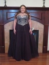 Quinceanera or prom dress, dark purple with beaded bodice and sequence size 16