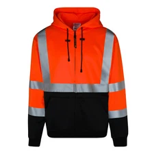 CLARO Everyday ANSI Class 3 9oz Full-Zip Sweatshirts /Hoodie Hi Vis