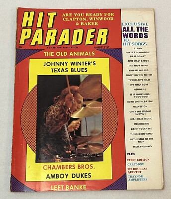 Hit Parader August 1969 Animals Johnny Winter Ginger Baker