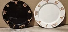 Frankoma King Ranch Set of 2 Salad Plates 1 Black 1 White 7.75" Longhorn Pottery