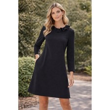 Tuckernuck Black Daphne Dress Ruffle Bow Tie Back Detail Pockets size MEDIUM