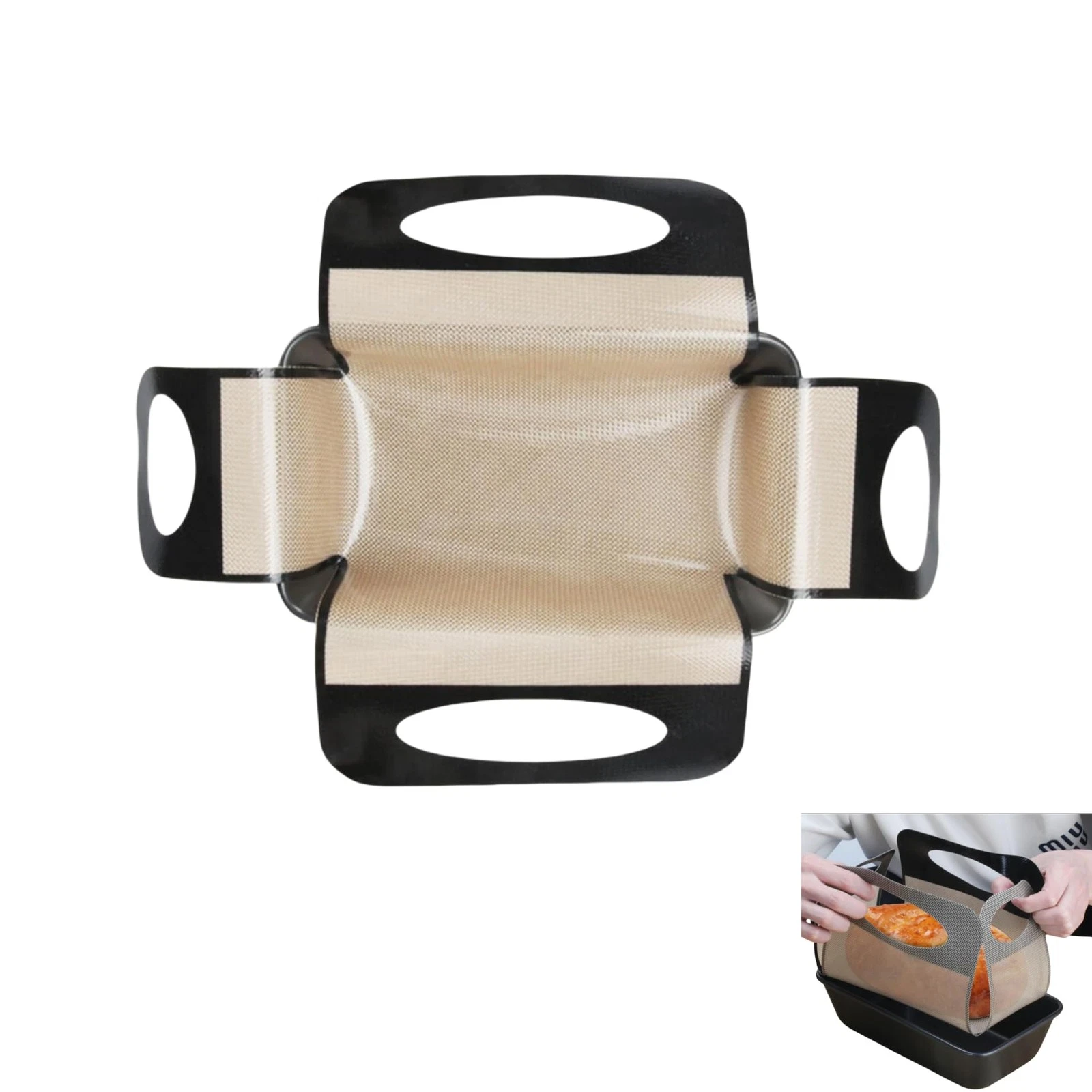 2 Pack Silicone Bread Loaf Pan Liner Non-Stick Sling Fits 9x5 Inch Handle Heat