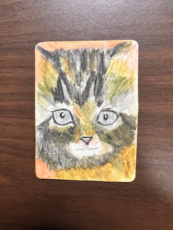ACEO Kitten by Cady Fontana 2.5X3.5 ATC original WATERCOLOR  animal painting