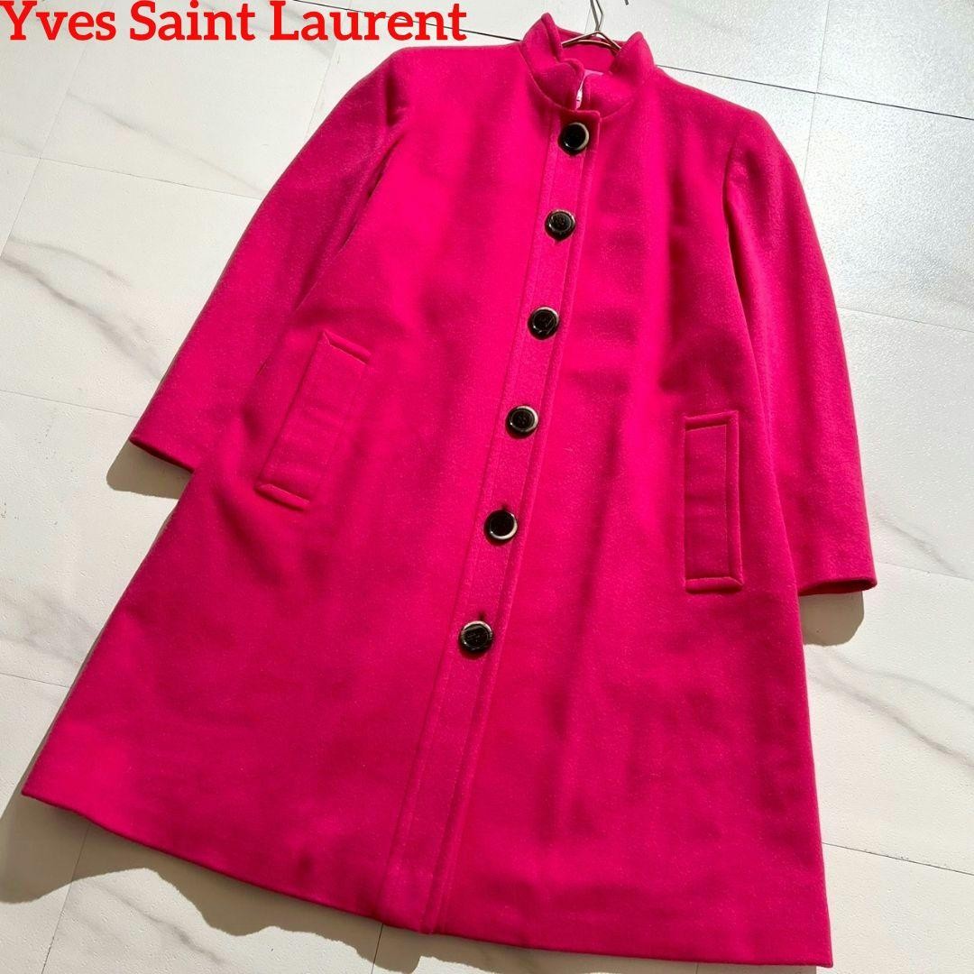 Yves Saint Laurent Women's Pink Long Coat, Size XS, Cashmere Blend