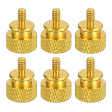 6Pcs 6-32 UNC 12x16mm ODxH Aluminum Thumb Screws for Pc Side Panel, Gold