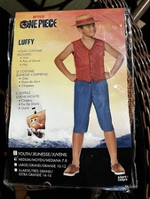 Netflix One Piece Monkey D. Luffy Child Costume Vest Shorts Hat Medium 7 - 8 NEW