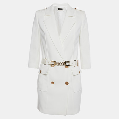 Elisabetta Franchi White Crepe Double Breasted Blazer M