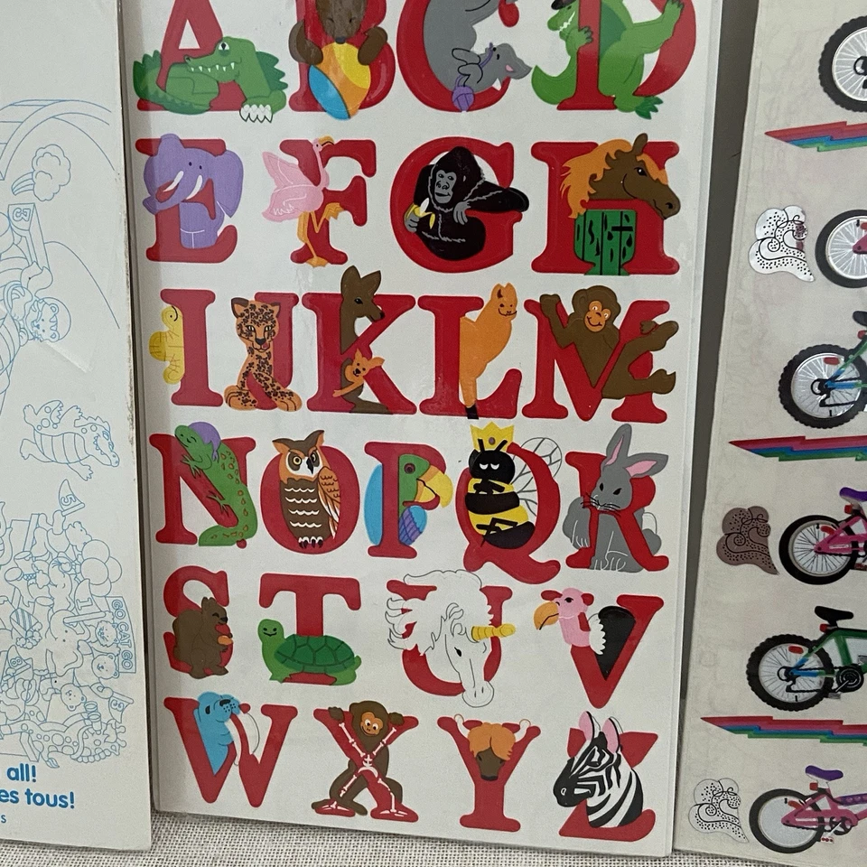 5 vintage 90s Sandylion stickers LOT fruit Kromekote animal alphabet Mylar bike - Image 4 of 4