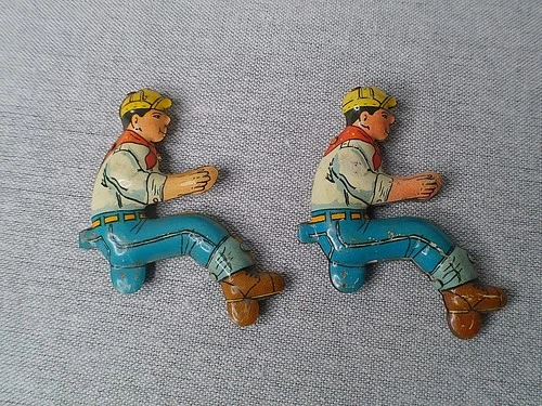 Vintage Marx Tin Wind up figure Farm Tractor original lot of 2