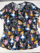 New - Disney Women's Medium - Tooniforms Scrubs - Top - Alice in Wonderland