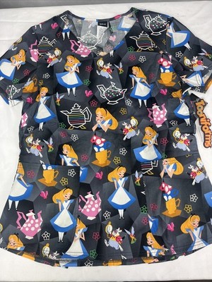 New - Disney Women's Medium - Tooniforms Scrubs - Top - Alice in Wonderland