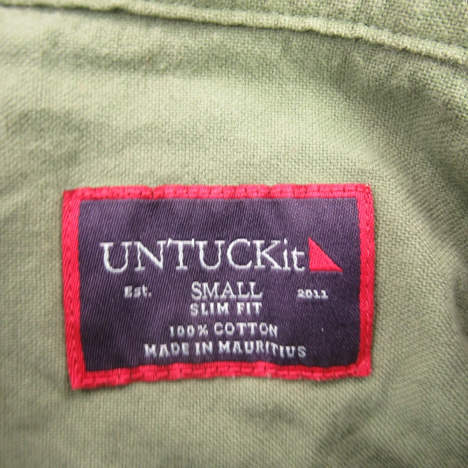 Untuckit Shirt Mens Small Long Sleeve Button Front Casual Green Slim Fit - Image 4 of 4