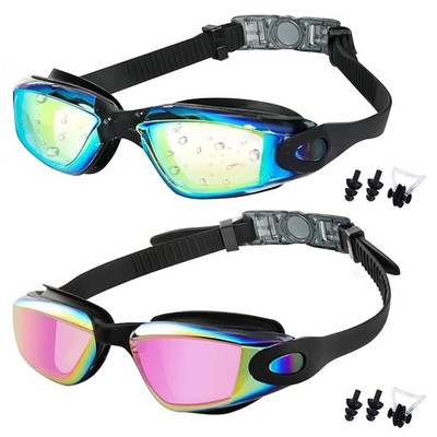 Medsuo Schwimmbrille 2er Pack Schwimmen Anti One Size, Blau & Hellrosa 