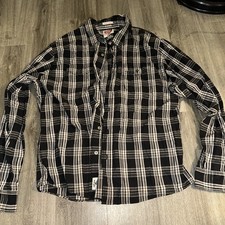 Wrangler Flex For Comfort Mens Shirt Size XL Long Sleeve Button Up Plaid Black
