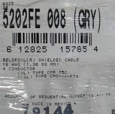 Belden Wire 5202FE 16/4C Shielded Audio/Security/Alarm Cable Riser Gray /50ft
