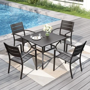 5 PCS Patio Dining Set Outdoor Metal Table Chair Furniture Set for Garden Yard