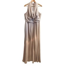 David's Bridal Gown Women 18 Biscotti Halter Cowl Neck Draped Maxi Dress F18073