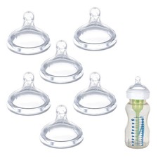 6 Pack Replacement Nipples Compatible with Dr Brown Wide Bottle Slow Flow S